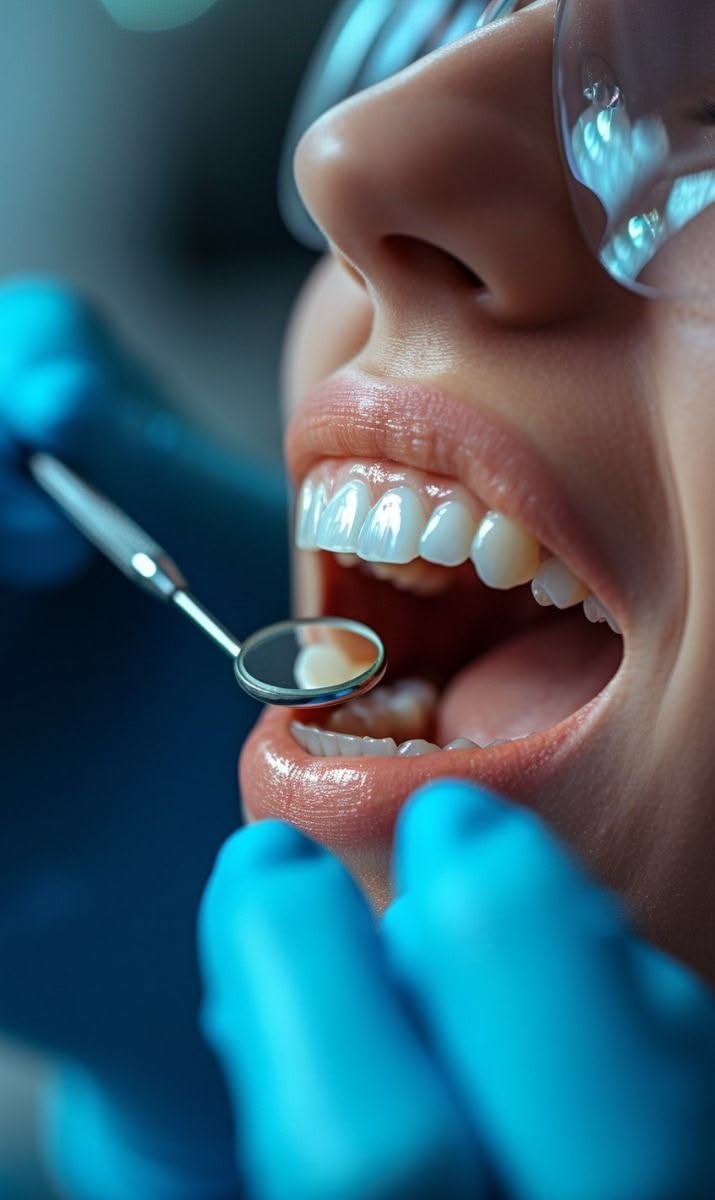 Control odontológico con espejo dental